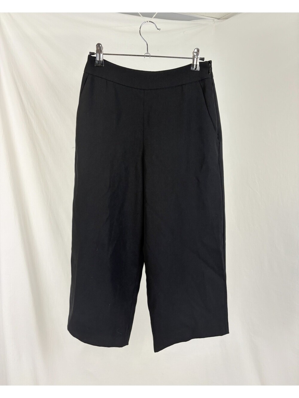 Reiss Black Wide-leg Crop Poppy Pants Side-zip Culottes Women’s Size 0 25" Waist